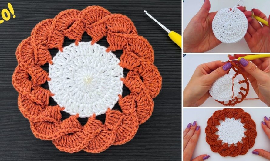 How to Crochet a Two-Color Tea Cup Coaster | Step-by-Step Pattern